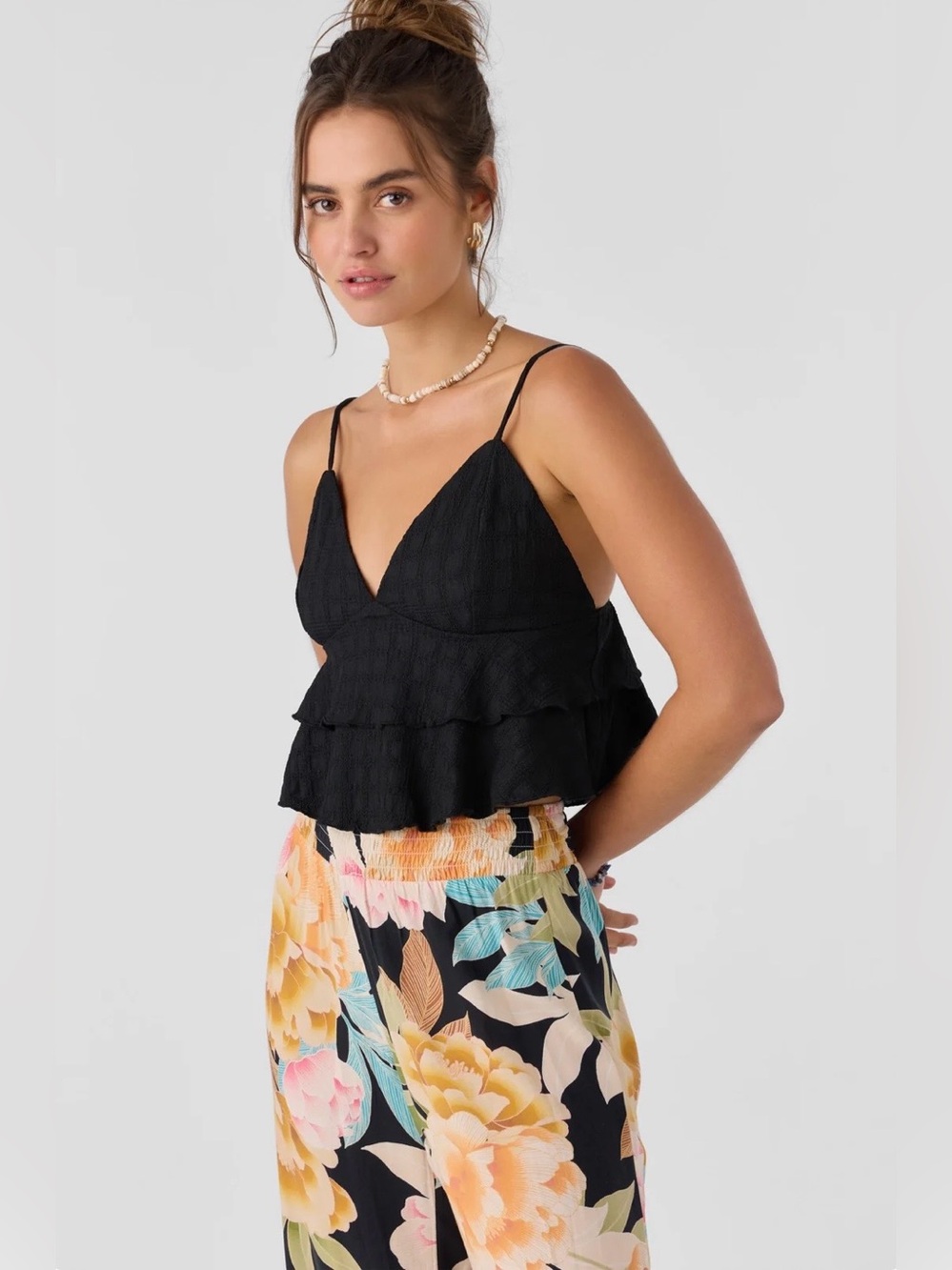 O'Neill Black Tiered Ruffle Camisole NWT
